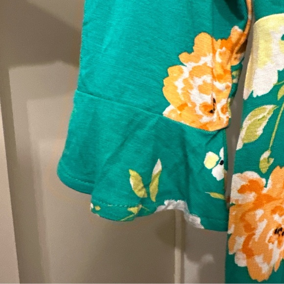 Ann Taylor LOFT Outlet Women’s Floral Green Wrap Dress Size 10 Petite - Picture 6 of 9